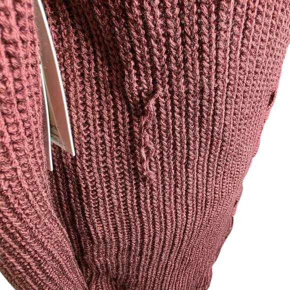 Pinque Long Sleeve Open Knit Cardigan Sweater Womens Size M Maroon Red - Picture 6 of 10